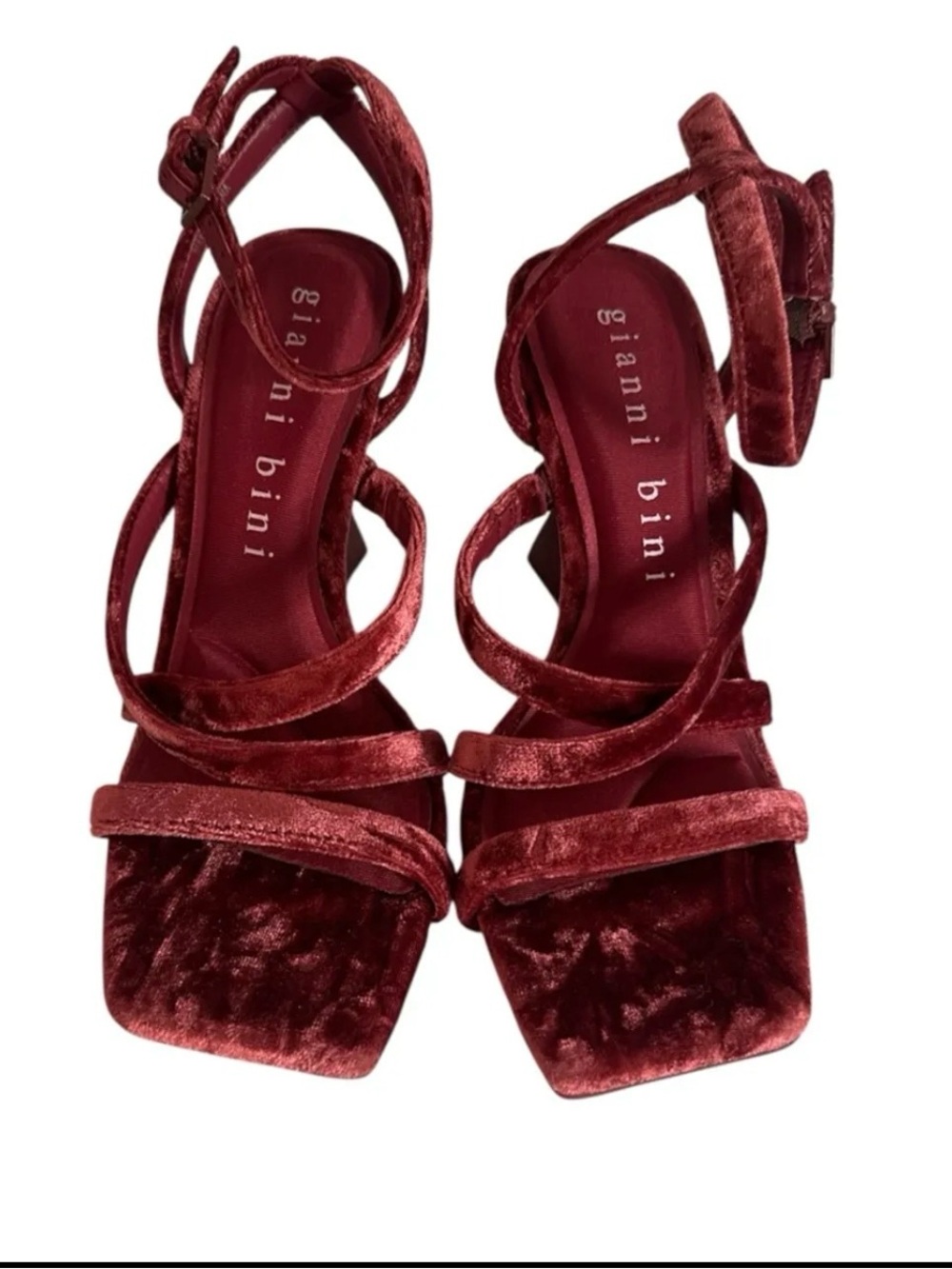 Gianni Bini Wine Velvet Strappy Heels